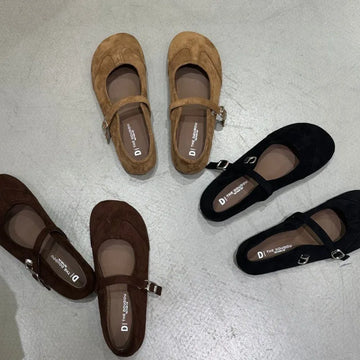 Xajzpa New Style Women's Autumn Women Flat Shoes Fashion Round Toe Ladie Ballerinas Shoes Soft Flat Heel Outdoor Casual Mary Jane Shoes
